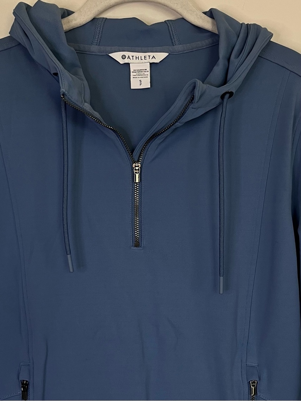 Athleta Venice Moto Hoodie Cottage Blue Small S Half Zip Pullover - Picture 9 of 12